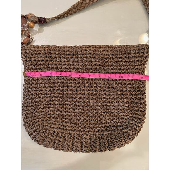 Capelli Straworld  Shoulder Bag Brown with‎ Beaded Circles on Handle - Picture 12 of 14